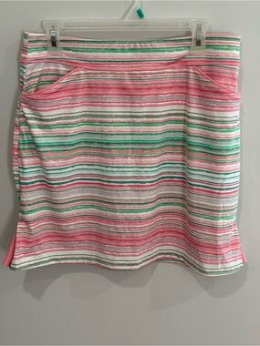 New Ruby Rd S Striped Pink & Green Casual Bathing Suit Skort 854
